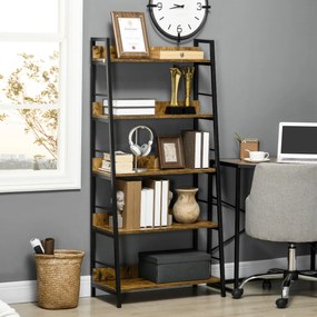 HOMCOM Etajeră bibliotecă Stil Industrial înclinat 5 Nivele 70L x 35l x 150H cm | Aosom Romania