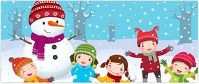 Tablou - Bucurii de iarnă pentru copii (120x50 cm)