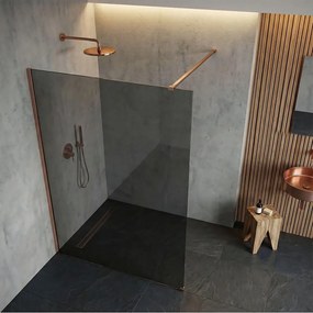 Paravan de dus fumuriu Rea Flexi Grey 90 cm cupru periat