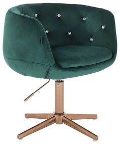 HR333CCROSS Scaun Catifea Verde cu Bază Aurie