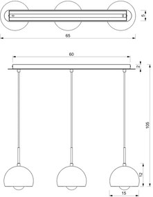 Lustră pe cablu COOL 3xE27/60W/230V
