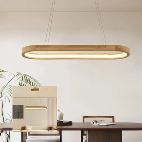 Brilagi - Lampă suspendată pe cablu UMEA WOOD, LED/30W/230V, 70x20 cm, lemn de cauciuc
