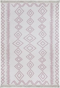 Covor 23000A, 60x100 cm, forma dreptunghiulara, bumbac, alb/roz
