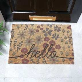 Covoraș de intrare din fibre de nucă de cocos 40x60 cm Hello Scribbly Floral – Artsy Doormats