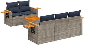 vidaXL Set canapele de grădină cu perne, 6 piese, gri, poliratan