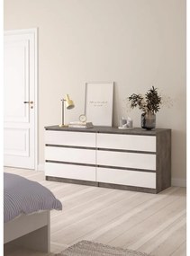 Comodă Simplicity 154 x 50 x 70 cm, gri / alb lucios