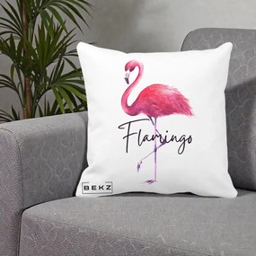 Perna Decorativa Flamingo Acuarela, 40x40 cm, Alba Mata, Husa Detasabila, Perna Inclusa, BEKZ®