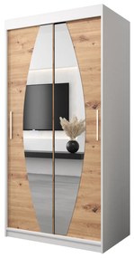 Dulap de haine 100 cm Eclipse (Alb mat + Stejar artisan). 1063373