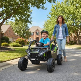 AIYAPLAY ATV Electric pentru Copii 3-5 Ani 12V cu Licență KAWASAKI, Dublu Motor, Telecomandă și Muzică, Negru | Aosom Romania