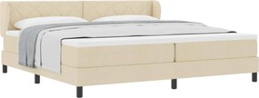 vidaXL Pat cu arcuri cu saltea cu headboard Crem 200 x 200 cm țesătură