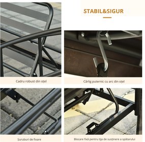 Outsunny Balansoar 3 Posti si Sezlong cu Copertina tip Foisor cu Plasa Impotriva Tantarilor si Perne, Gri Inchis 256x172x248cm