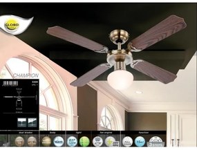 GLOBO 0309 - Ventilator de tavan CHAMPION 1xE27/60W/230V