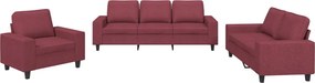 vidaXL Set de canapea, 3 piese, roșu vin, material textil