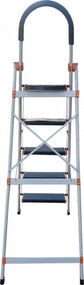 Scara dubla din aluminiu emailat HouseXL® Gold Life, Plianta, Max 155 kg, , 4 plus 1 trepte