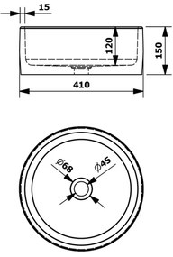 Sapho - Lavoar pe blat PRIORI Ø 41 cm alb/gri