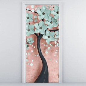 Fototapet pentru ușă - Flori albastru pastel (95x205cm)