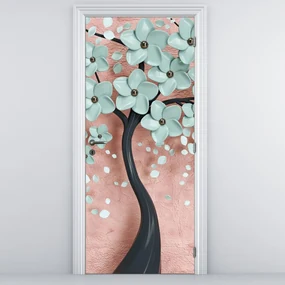 Fototapet pentru ușă - Flori albastru pastel (95x205cm)