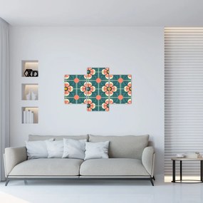 Tablou - Model retro cu flori (90x60 cm)