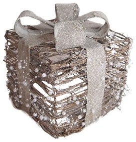 Decoratiune cadou din ratan, Pearl Gift, natur, 20x23 cm