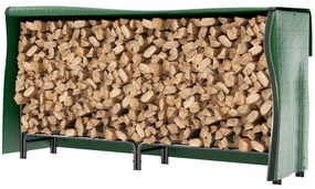 Outsunny Suport pentru lemne exterior, adăpost pentru lemne, cu husă din PE, bază ridicată, pentru exterior, 200 x 36 x 99 cm, metal, negru | Aosom Romania