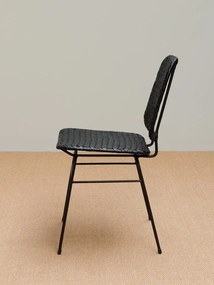 Scaun dining, negru, din rattan, Banyan