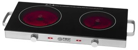 Plită dubla cu infrarosu FIRST FA-5096-7, 2800W, Pana la 300°C, Termostat, Sticla ceramica, Negru/Inox