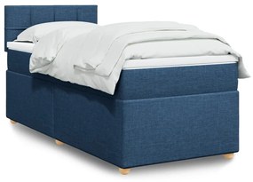 vidaXL Pat box spring cu saltea, albastru, 80x200 cm, textil