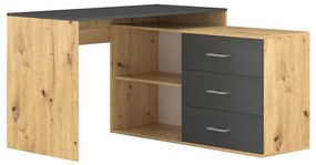 Birou JULES cu sertare și colț reversibil (stânga/dreapta), stejar artisan/antracit