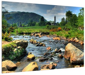 Tablou cu peisaj montan cu râu (70x50 cm), în 40 de alte dimensiuni noi