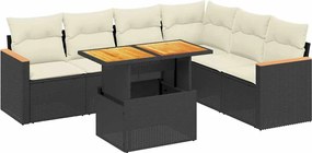 vidaXL Set canapele de grădină cu perne, 7 piese, negru, poliratan