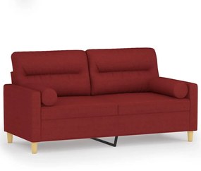 3152989 vidaXL Canapea cu 2 locuri cu perne&pernuțe roșu vin 140 cm textil