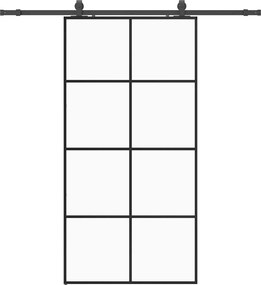 vidaXL Ușă glisantă cu set de feronerie neagră 102,5x205 cm Sticlă ESG