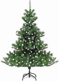 vidaXL Pom de Crăciun artificial brad Nordmann LED&amp;globuri verde 240cm