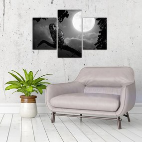 Tablou - Bufniță de noapte, alb și negru (90x60 cm)