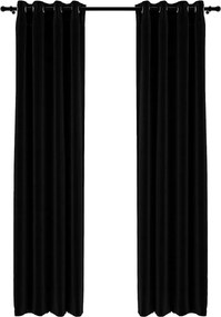 vidaXL Perdele opace, aspect pânză, ocheți, 2 buc., negru, 140x245 cm