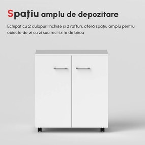 HOMCOM Comodă TV cu Roți Incluse, pentru Living sau Dormitor, 60x35x65 cm, Alb | Aosom Romania