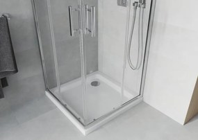 Mexen Rio cabină de duș pătrată 80 x 80 cm, transparent, crom + cadă Flat, alb - 860-080-080-01-00-4010