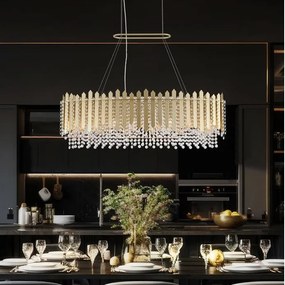 Lustra metal auriu, cristale din sticla Spear 8Lt