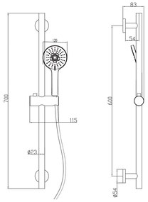 Set de duș negru mat din alamă 70 cm cu duș de mână/cu suport glisant – Sapho