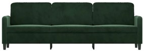 Canapea cu 3 locuri, verde inchis, 210 cm, catifea Verde inchis, 228 x 77 x 80 cm