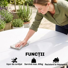 Outsunny Masă Pliabilă de Grădină Φ122 cm, Masă de Picnic Rotundă pentru 6 Persoane, Cadru Metalic, Alb | Aosom Romania