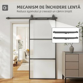 HOMCOM Ușă Glisantă Exterioară pentru Perete 91.4x203.2cm In Sticlă Mată Per Bucătărie | Aosom Romania