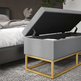 HOMCOM Bancă cu depozitare 2 în 1, scaun capitonat și picioare din oțel 110 x 44 x 48 cm gri și aurit | Aosom Romania