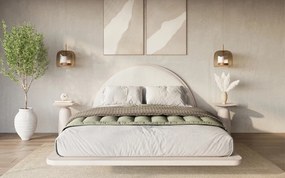 Pat lemn masiv levitant Visby Personalizabil - 180x200, Fara, Alb