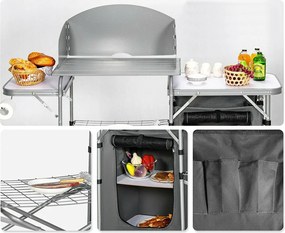 Masă pliabilă pentru camping cu depozitare