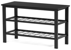Raft pentru pantofi cu 2 rafturi, negru