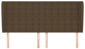Tablie de pat cu aripioare maro inchis 203x23x118 128 cm textil 1, Maro inchis, 203 x 23 x 118 128 cm