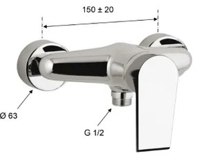 Sapho - Baterie de duș KAI, negru mat