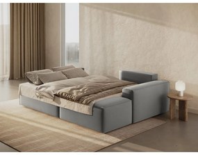 Colțar gri deschis extensibil/cu spațiu de depozitare cu tapițerie din catifea (cu colț pe partea dreaptă/cu șezlong) Jodie – Micadoni