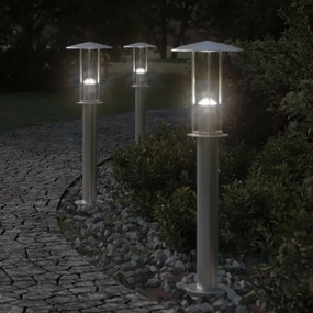 vidaXL Lampă exterioară de podea, argintiu, 60 cm, oțel inoxidabil